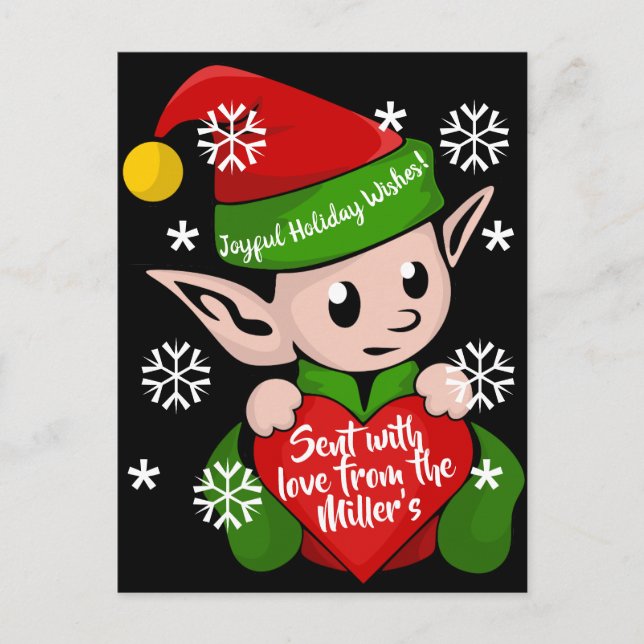Lutin de Noël avec une image de carte postale vint (Devant)