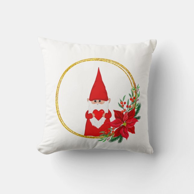 Lutin de Noël sur un coussin blanc jeté (Recto)