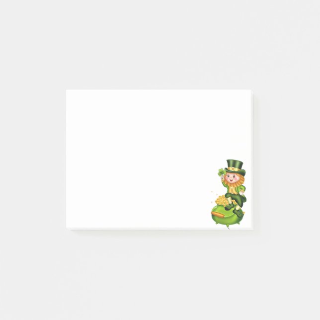 Lutin mignon et notes post-it de pot d'or (Devant)
