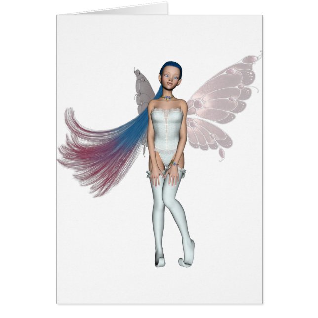 Lutin rose et bleu de cheveux dans le blanc (Devant)