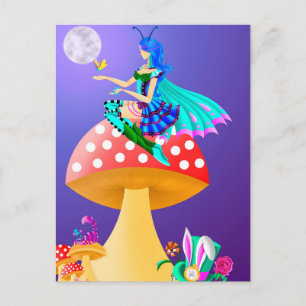 Lutine sur carte postale Champignon