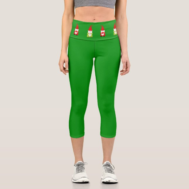Lutins de Noël sur leggings verts capri (Recto)