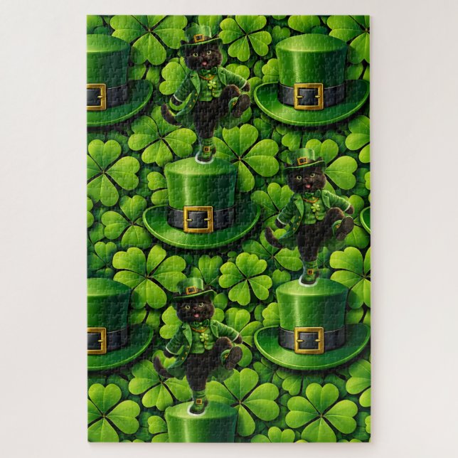 Lutrin de lutin chanceux chat noir puzzle Saint Pa (Vertical)