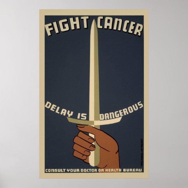 Lutter contre le cancer Poster vintage WPA (Devant)