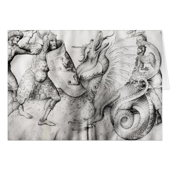 Luttez entre les guerriers et un dragon, c.1450 (Devant horizontal)