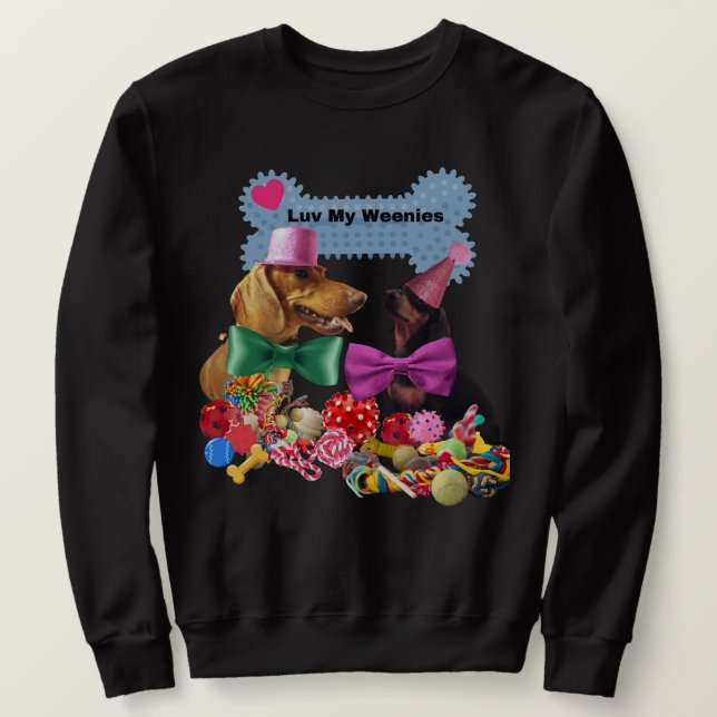 Luv My Weenies Sweatshirts noirs Hommes/Femmes (Design devant)