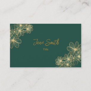 Lux Elegant Gold Flower Carte de visite vert