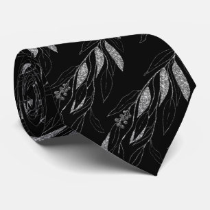 LUXE ARGENT NOIR EUCALYPTUS CRAVATE BOTANIQUE