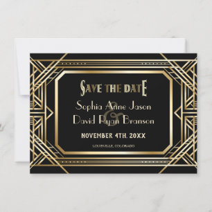 Luxe Black and Gold Great Save The Date