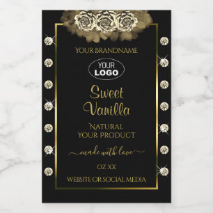 Luxe Black Gold Étiquettes Rose Bijoux Logo
