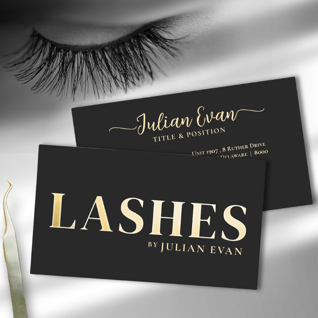 Luxe Black Gold Lash Technicien Carte de visite (Créateur téléchargé)