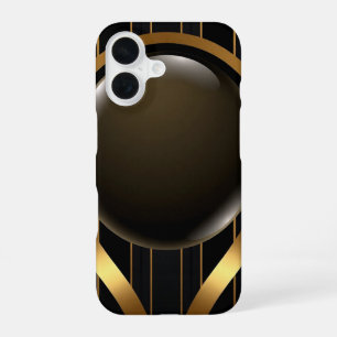 Luxe Black & Gold Striped iPhone 16 Coque   Gloss
