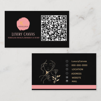 Luxe Blush rose QR Code Carte de visite de beauté