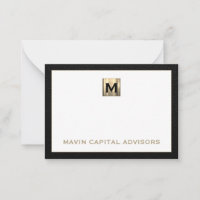 Luxe Carte pour notes Monogramme noir et or