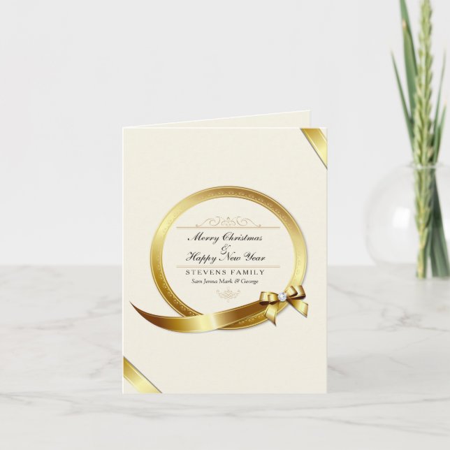 Luxe Crème & Or Elegant Joyeux Noël Carte (Devant)