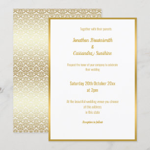 LUXE DELICATE GOLD LACE FAIRE-PART DE MARIAGE