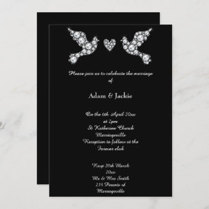 Luxe Diamond Love Dove Black Faire-part de mariage
