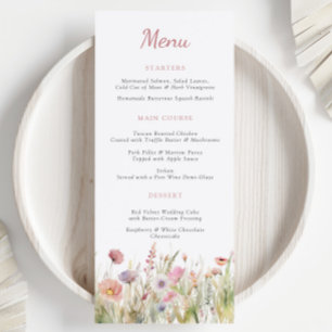 Luxe Dusty Pink Fleur sauvage Mariage Menu