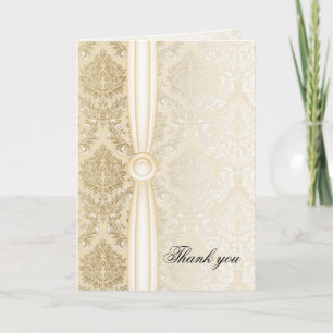 Luxe Elegant Gold Damask Carte de remerciements