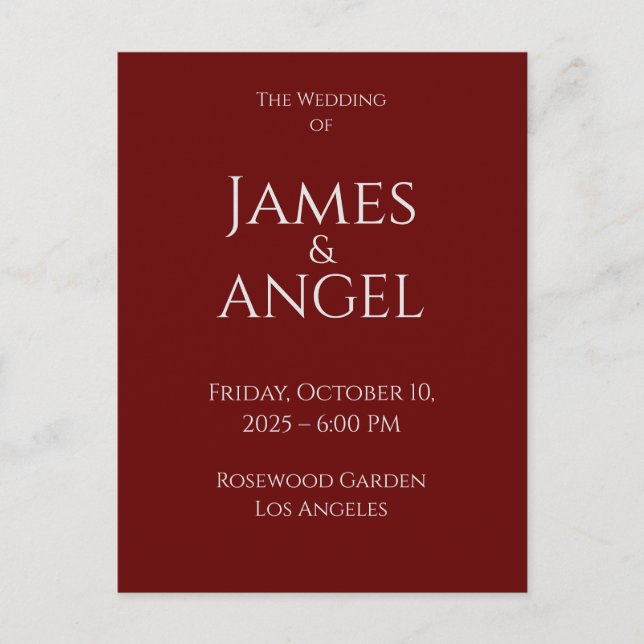 Luxe Elegant Mariage Invitation | Entièrement modi (Devant)