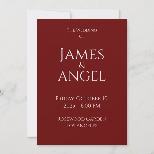 Luxe Elegant Mariage Invitation | Entièrement modi (Devant)