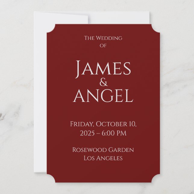 Luxe Elegant Mariage Invitation | Entièrement modi (Devant)
