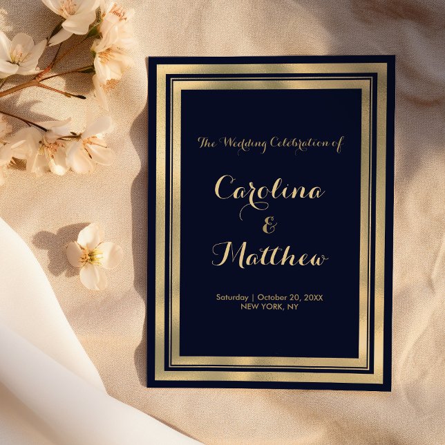 Luxe élégant moderne marine bleu or Programme (Luxury stylish modern navy blue gold Program )