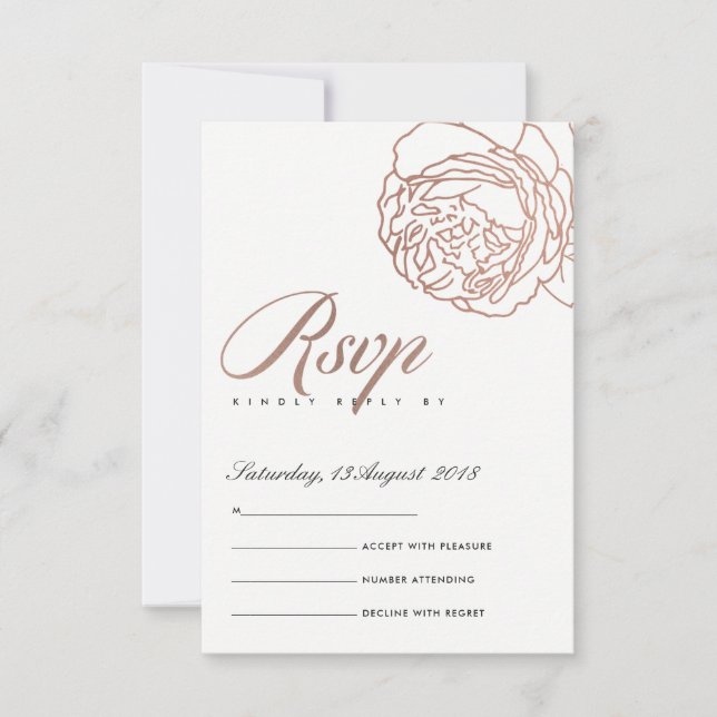 LUXE ÉLÉGANT ROSE PÂLE OR ROSE FLORAL RSVP (Devant)