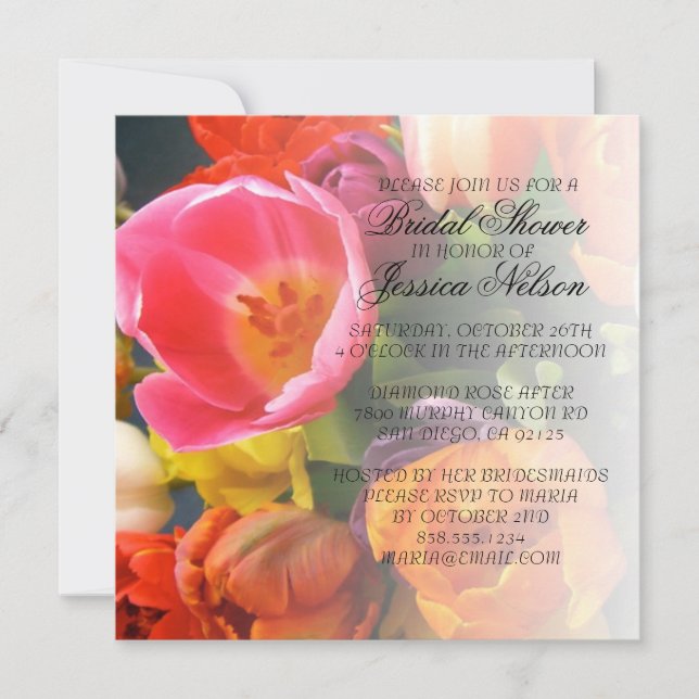 Luxe Elegant Tulips Bouquet Invitation douche (Devant)