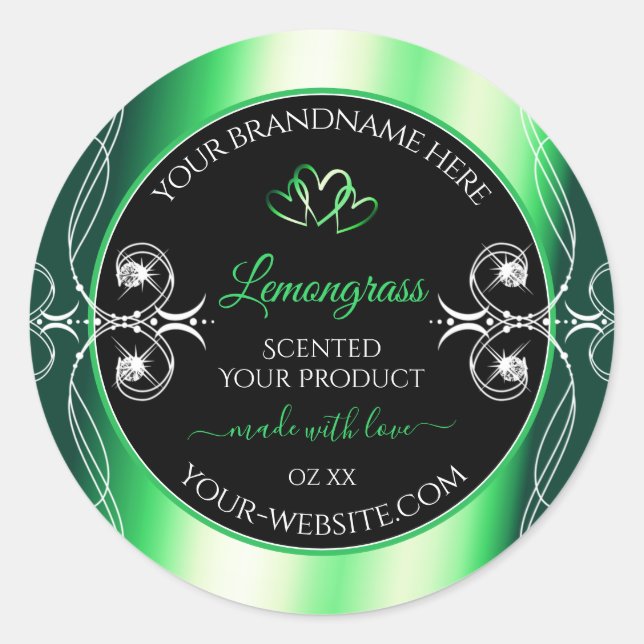 Luxe Emerald Green Produit noir Diamants Étiquette (Devant)