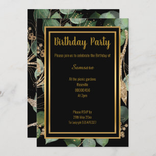 LUXE EUCALYPTUS INVITATION VERTE NOIRE