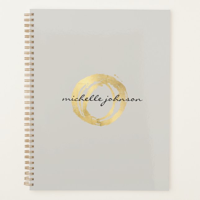 Luxe Faux Gold Peint Cercle Tan Carnet de rendez-v (Devant)