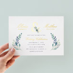 Luxe Floral Mariage Foil Invitation<br><div class="desc">Invitations de mariage personnalisées et abordables personnalisées personnalisées avec les détails de votre événement. Cet élégant design présente une mousse d'or avec des flancs d'eau bleu et vert délicats sur un arrière - plan blanc. Utilisez les outils de conception pour customiser le texte, modifier les polices et les couleurs ou...</div>