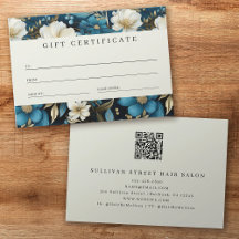 Luxe Floral QR Code Certificat cadeau d'affaires