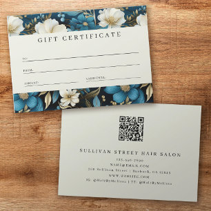 Luxe Floral QR Code Certificat cadeau d'affaires