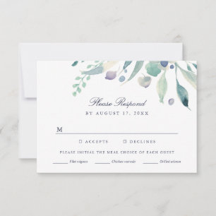 Luxe Floral Wedal Carte RSVP avec choix de repas