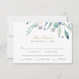 Luxe Floral Wedal Carte RSVP avec choix de repas