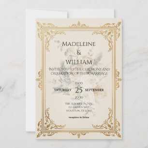 Luxe Formal Elegant Faire-part de mariage Or