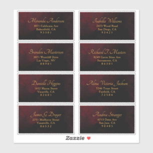 Luxe Gold Black Red Mariage Étiquette de adresse i