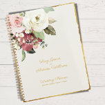 Luxe Gold Edge Mauve Rose Aquarelle Blanche<br><div class="desc">Cette wedding planner de luxe dispose d'un cadre doré fin et délicat, avec un somptueux blanc mauve rose et un arrangement floral verdoyant dans le coin supérieur gauche. Toute la typographie en or est personnalisable pour vous de personnaliser votre wedding planner. Adaptez-le à votre journée spéciale, en le rendant unique....</div>