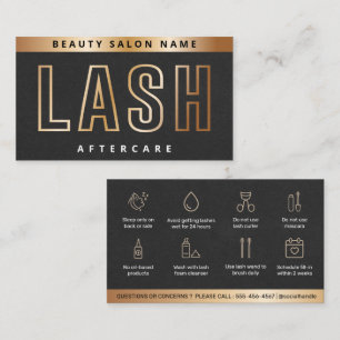 Luxe Gold Eyelash Extensions Lash carte de soins p