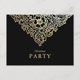 Luxe Gold Foil Black Christmas Party Invitations
