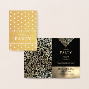 Luxe Gold Foil Black Christmas Party Invitations