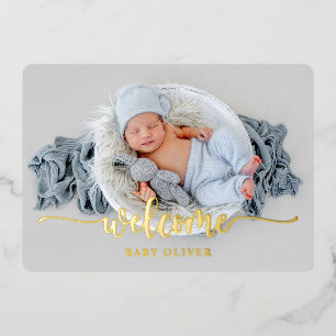 Luxe Gold Welcome Baby Boy Faire-part de naissance