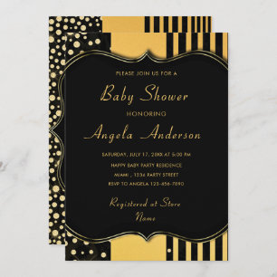 Luxe Golden Framed Baby Girl Shower Invitation