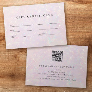 Luxe Holographique QR Code Certificat cadeau d'aff