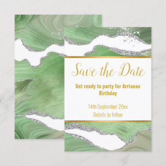 LUXE MARBRE OR VERT RÉPONSE CARTE RSVP