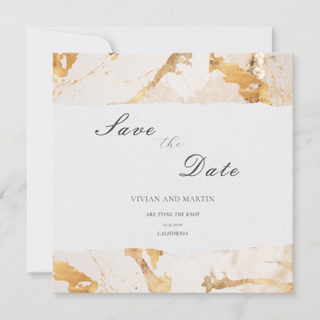 Luxe Moderne Or Abstrait Faire-Part de Mariage (Devant)