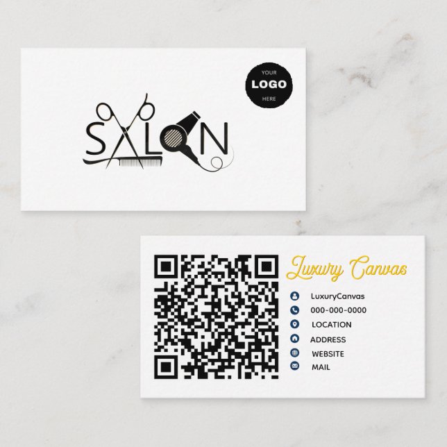 Luxe moderne personnalisé QR Code Beauté Carte de  (Devant / Derrière)