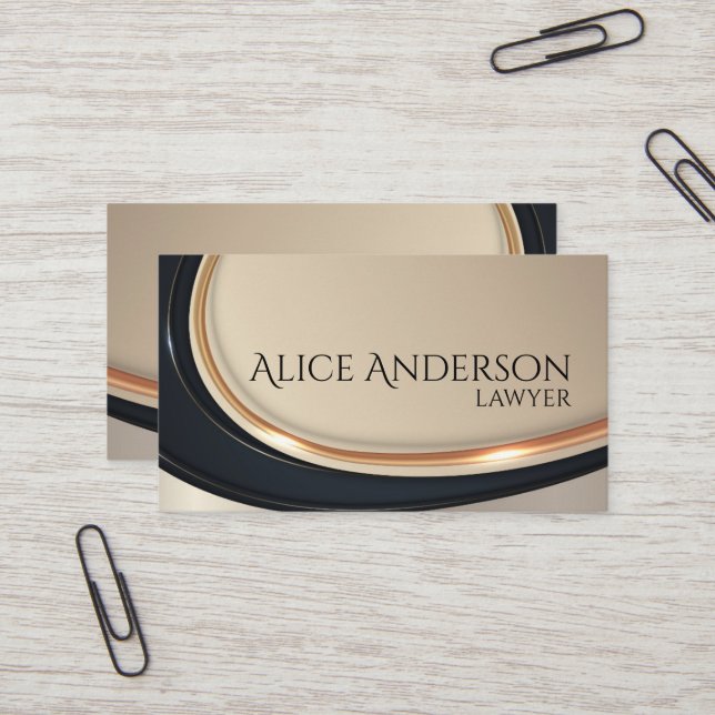 Luxe noir or élégant avocat Carte de visite (Devant/Arrière en situation)
